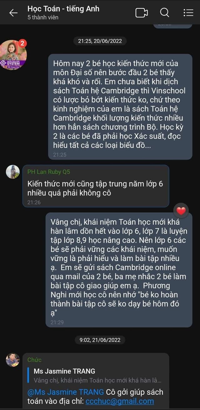 Feedback từ phụ huynh