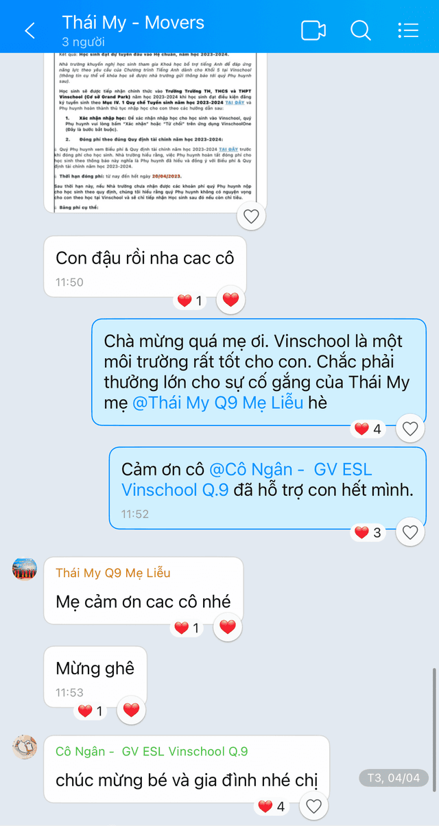 Feedback từ phụ huynh